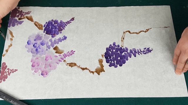 Акварель и Азиатская живопись Глициния се-и Asian Brush Watercolor Wisteria flower 등나무 그림 그리기 смотреть онлайн