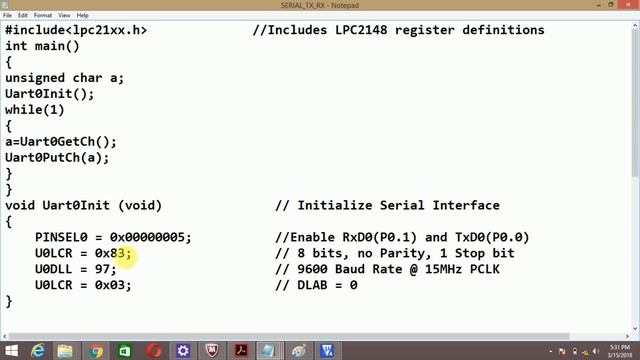 Serial Communication between ARM7 LPC2148 and PC смотреть онлайн