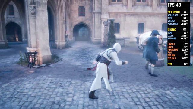 Assassins Creed Unity - GTX 1050 TI 4GB - i5 6500 - Low - Medium - High - 1080p смотреть онлайн