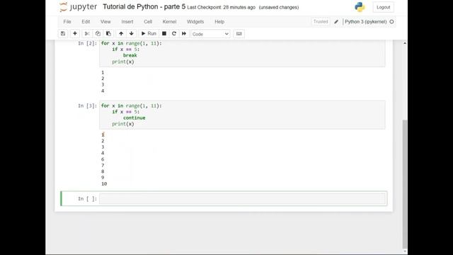 Python para principiantes parte 5 - sentencias break, continue y pass смотреть онлайн