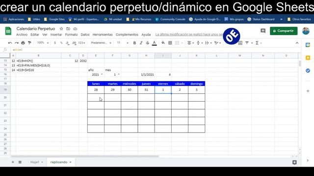 crear calendario perpetuo o dinámico en google sheets смотреть онлайн