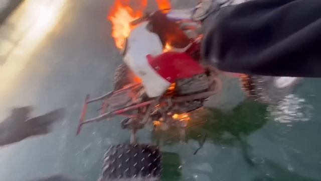 Three Wheeler Catches Fire Mid Wheelie! смотреть онлайн