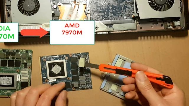 How to Change Graphics Nvidia GTX 670m to AMD 7970M in Clevo Laptops. смотреть онлайн
