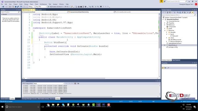 Xamarin Android Tutorial - Action Sheet смотреть онлайн