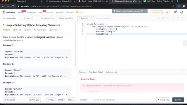 Longest Substring Without Repeating Characters- LeetCode- Python Solution смотреть онлайн