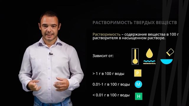 Насыщенные и ненасыщенные растворы. Растворимость твердых веществ и газов | Химия смотреть онлайн