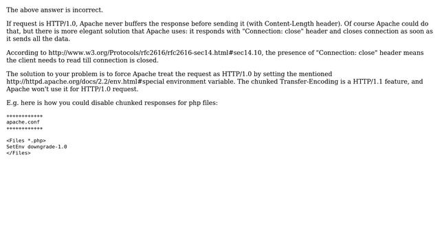 DevOps & SysAdmins: How can I disable Transfer-Encoding: chunked in Apache with HTTP/1.1 responses? смотреть онлайн