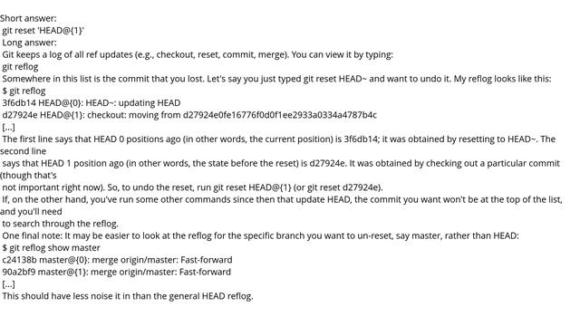 How do I undo 'git reset'? смотреть онлайн