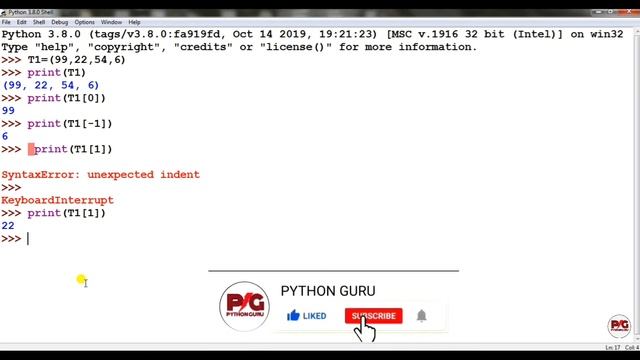 Python for class 11/PYTHON TUPLES (Creating , Updating , Deleting & Accessiing)/#python/python guru смотреть онлайн