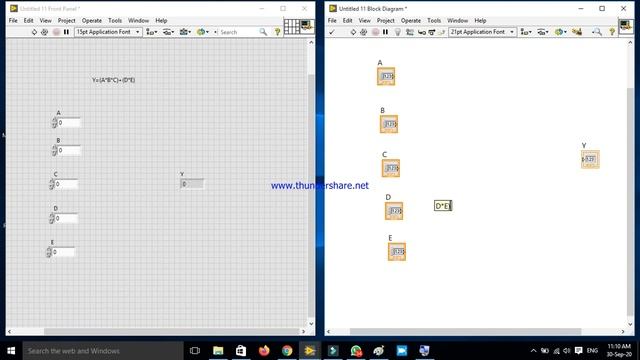 LABVIEW EXAMPLE 2:Y=(A*B*C)+(D*E) смотреть онлайн