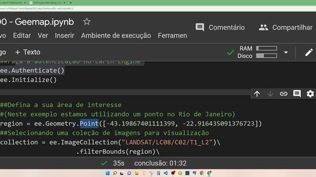 Google Earth Engine no Python - Visualizando imagem Landsat 8 смотреть онлайн