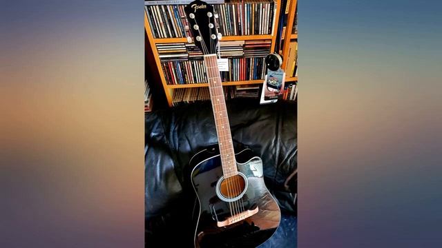 Fender FA-125CE Dreadnought Cutaway Acoustic-Electric Guitar - Black Bundle With Review