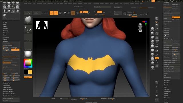 Batgirl 01 Sculpting / Скульптинг, моделирование персонажа. смотреть онлайн