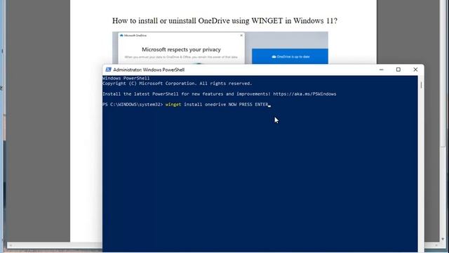 Install/uninstall OneDrive using WINGET in Windows 11 смотреть онлайн