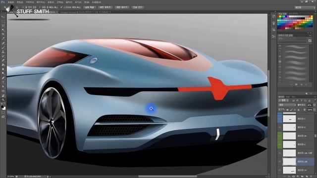 Car design Sketch# Renault Trezor concept Sketch Training Demo# Photoshop 2D Rendering #자동차 포토샵 렌더링 смотреть онлайн