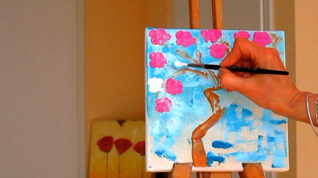 Как нарисовать цветущую ветку мастихином. Мастихин. Ч.2 Акрил.Palette knife.Cherry Blossoms HD смотреть онлайн