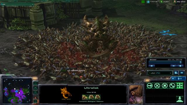 Ultralisk Vs 798 Zerglings