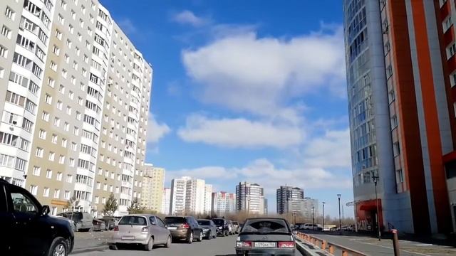 Timelapse Of Cityscape. White Clouds. Surgut, Russia.