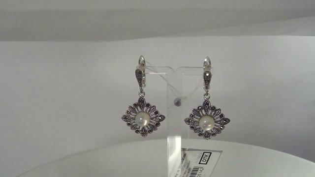 серебряные серьги с перламутром и марказитами - serebrim.ru смотреть онлайн