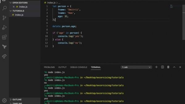 JavaScript tutorial 47 - IN operator in JavaScript