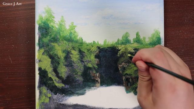 Waterfall / Landscape / Acrylic Painting / PaintingTutorial /Painting ASMR
