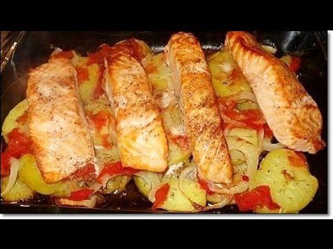Лосось с картофелем, запечённый в духовке. смотреть онлайн
