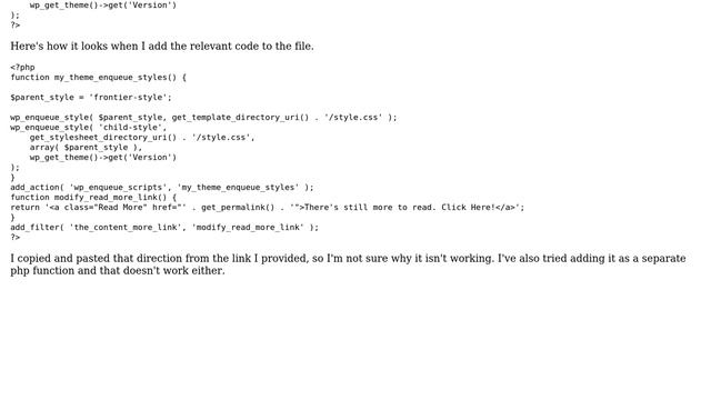 Wordpress: Can't Get the Read More function to work in the child theme смотреть онлайн