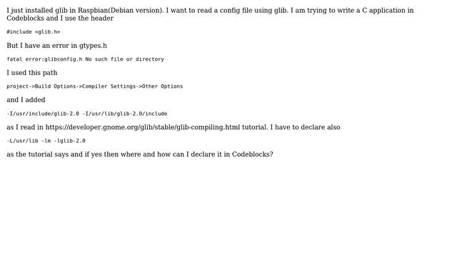 Raspberry Pi: glibconfig.h no such file or directory смотреть онлайн