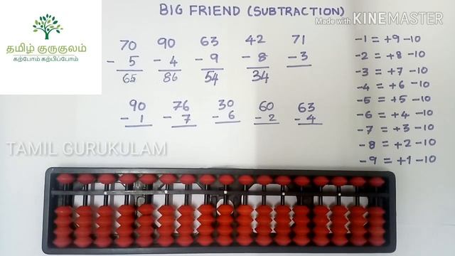 Abacus |Subtraction using BIGFRIEND||TAMIL II #TamilGurukulam #abacussubtraction смотреть онлайн