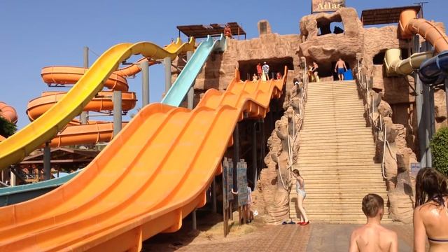 Египет Шарм Эль Шейх аквапарк Аква Блю при отеле Альбатрос. Экскурсия горки. Egypt Sharm El Sheikh. смотреть онлайн