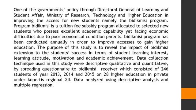 Evaluation Policy on Assistance Program Bidikmisi Higher Education in Private Kopertis Region Xii J смотреть онлайн