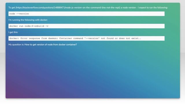 How to get version of node from docker container? смотреть онлайн