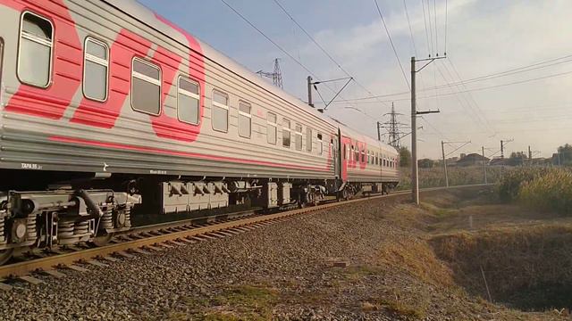 ТЭП70-0321 Магистральный тепловоз с Пассажирским поездом 041Ж Волгоград - Астрахань