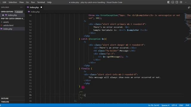 PHP Error Handling using Try Catch Tutorial DEMO смотреть онлайн