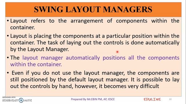 JAVA - MODULE 5 - TOPIC 4 - EVENT HANDLING IN SWINGS & SWING LAYOUT MANAGERS смотреть онлайн