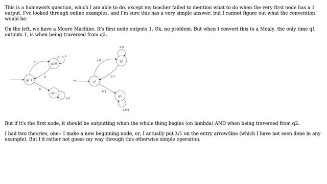 Computer Science: Converting Moore to Mealy When first Node has Output смотреть онлайн