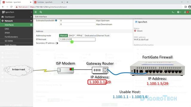 How to Configure PPPoE, Fixed IP, DHCP on FortiGate Firewall - Managing WAN Interfaces (Part4) смотреть онлайн