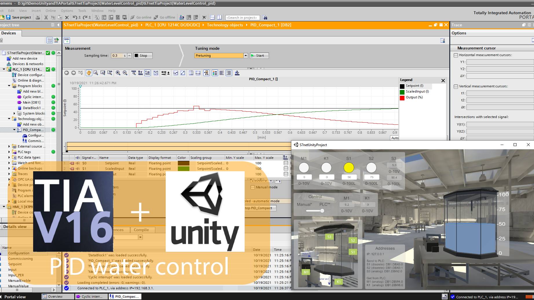 Water Level Control (PID controller) - Unity - SIEMENS TIA Portal (English) смотреть онлайн