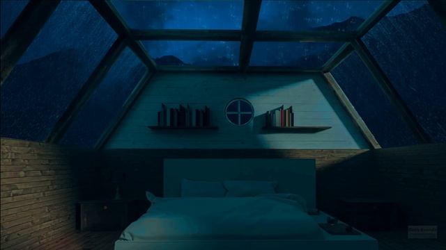 Heavy Rain and Thunder in Room with a Glass Roof-Sleep to Rain Sounds Surrounded by a Nature Scene смотреть онлайн