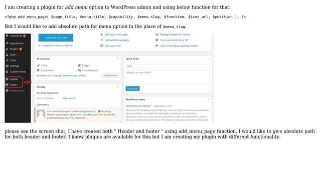 Wordpress: Is there any way to add absolute path for add_menu_page function? смотреть онлайн