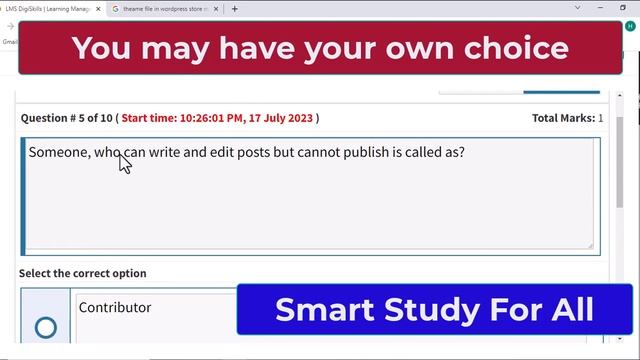 WORDPRESS QUIZ 1 BATCH 5 by digiskills solved by Smart Study For All смотреть онлайн