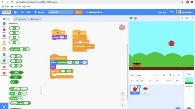 Apple catching game in scratch смотреть онлайн