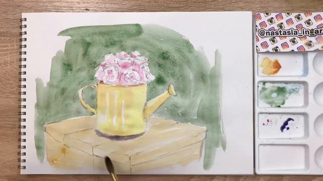 Букет цветов. Розы. Акварель смотреть онлайн