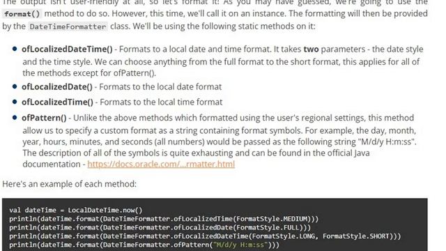 Date and Time in Kotlin Creating and formatting смотреть онлайн