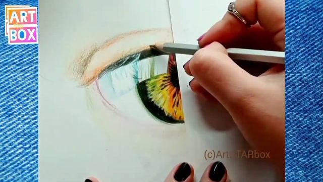 Рисуем гипер реалистичный глаз цветными карандашами.Drawing hyper realistic eye colour pencils смотреть онлайн