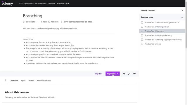 200+ Questions - Job Interview - Software Developer - Git - Udemy смотреть онлайн
