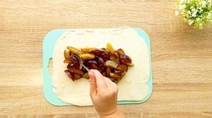 Вкусный пирог со сливами / сливовый пирог из готового слоеного теста. Простая слоеная выпечка