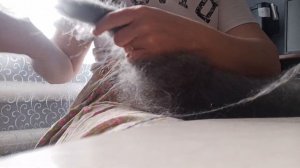 Подготовка к прядению козьего пуха.