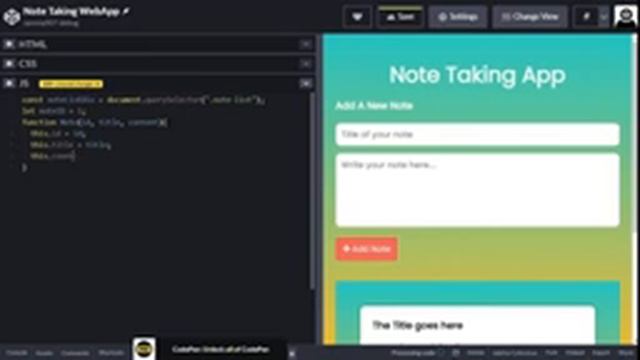 Note Taking App Javascript - Create notes app in plain Vanilla Javascript Project смотреть онлайн