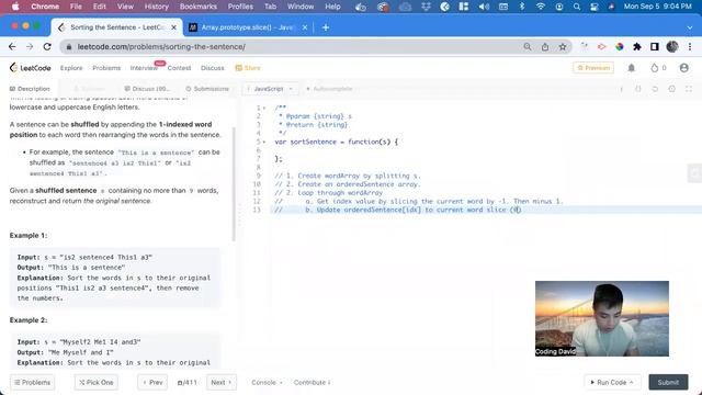 1859. Sorting the Sentence - LeetCode Javascript смотреть онлайн